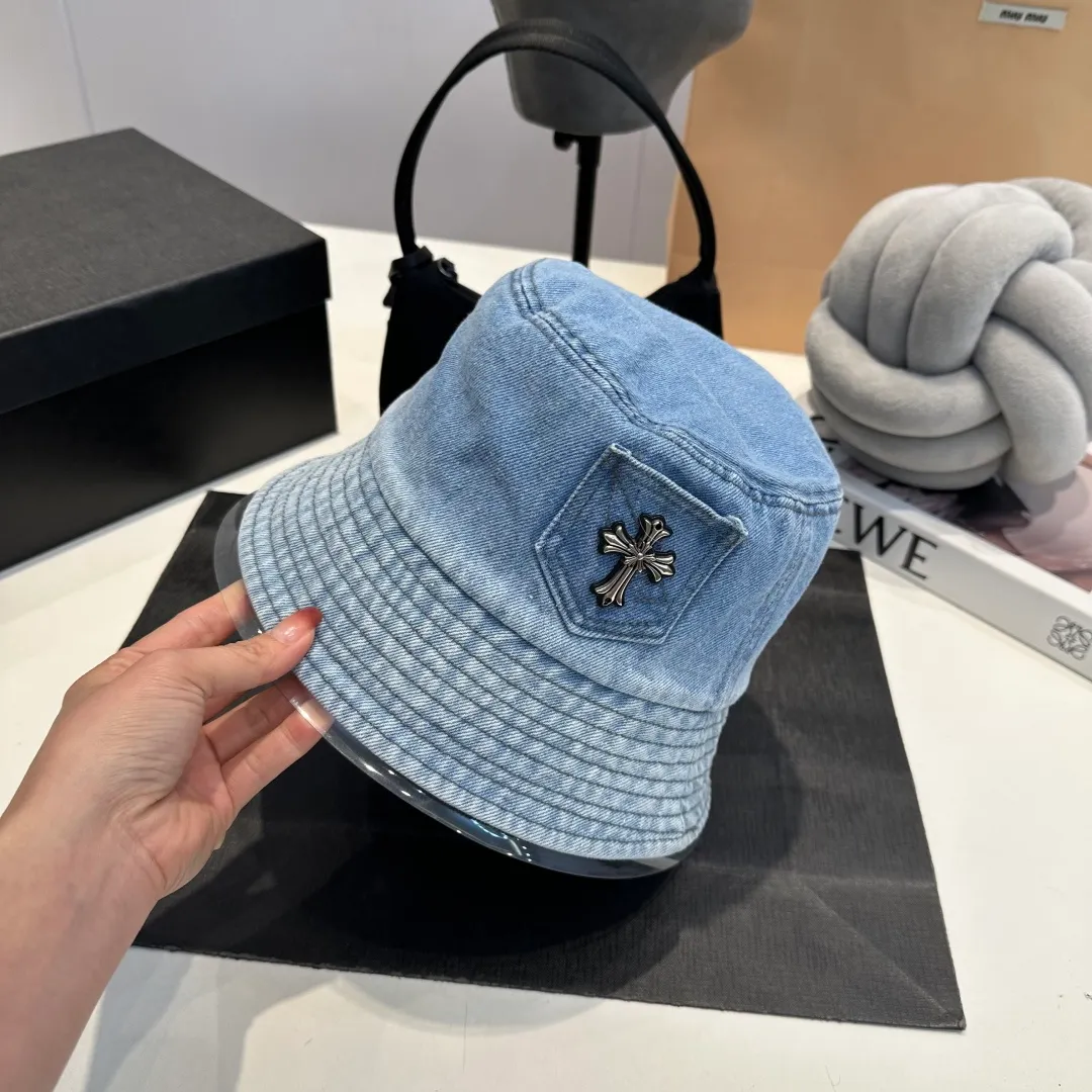P70 Croxin spring and summer new denim fisherman hat, retro old street style, washed and torn edges, perfect for taking photos👑